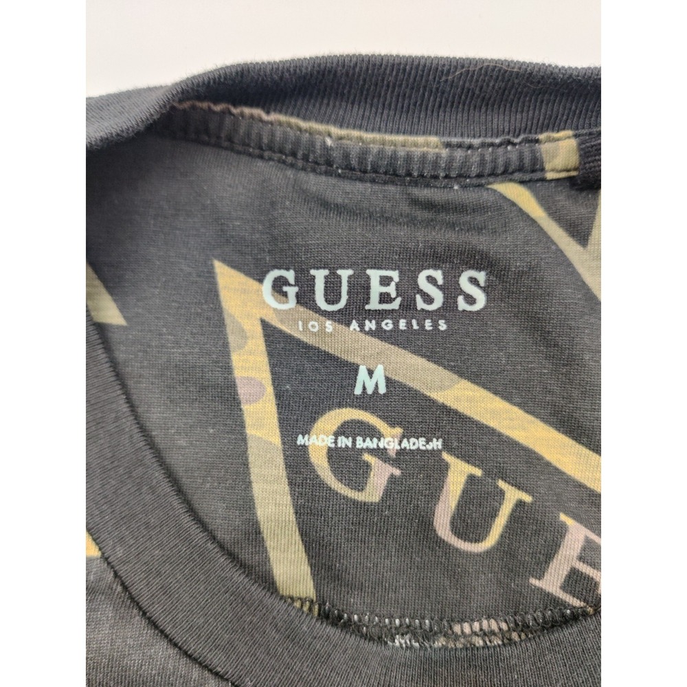 Guess Los Angeles Mens Camo Triangle All Over Logo Print T-Shirt Black Size M - Picture 3 of 8
